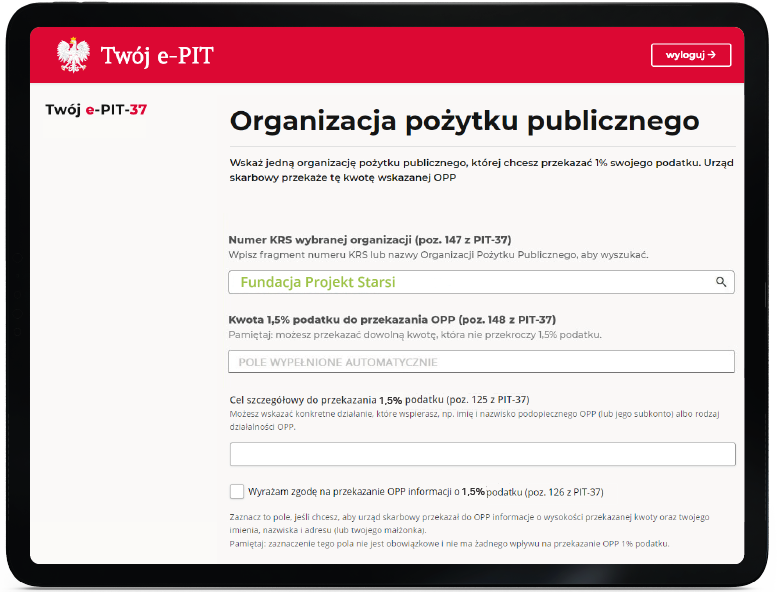 Ekran rozliczenia PIT